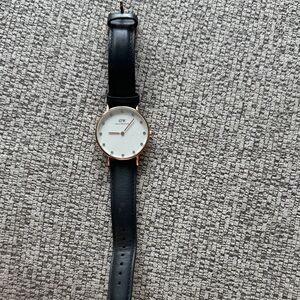 Daniel Wellington Black Leather Watch with White Dial